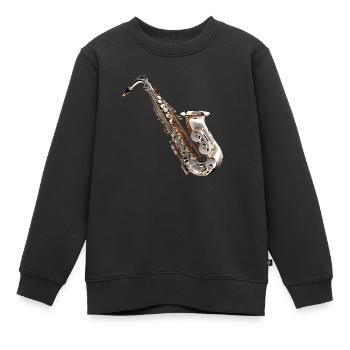 The saxophone is a popular instrument - Kids Premium Organic Sweatshirt - black - Front - AI Model Kid Female (0cm)