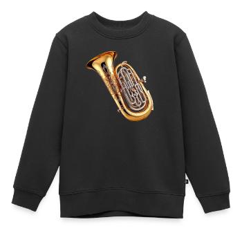 Die Tuba ist ein tiefes Blechblasinstrument - Kinder Premium Organic Sweatshirt - Schwarz - Vorne - AI Model Kid Female (0cm)