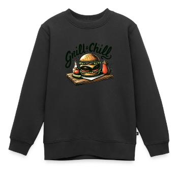 Grill & Chill - Kinder Premium Organic Sweatshirt - Schwarz - Vorne - AI Model Kid Female (0cm)