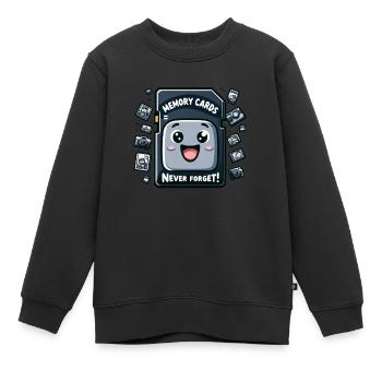 Les cartes mémoire n’oublient jamais - Sweat Premium enfant bio - noir - Devant - AI Model Kid Female (0cm)