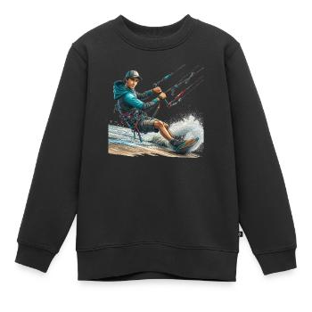Kitesurfer 106 - Kinder Premium Organic Sweatshirt - Schwarz - Vorne - AI Model Kid Female (0cm)