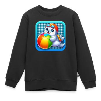 Joyeux plaisir du ballon de plage de phoque ! - Sweat Premium enfant bio - noir - Devant - AI Model Kid Female (0cm)