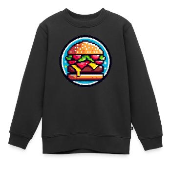 Pixel Retro Burger - Kinder Premium Organic Sweatshirt - Schwarz - Vorne - AI Model Kid Female (0cm)