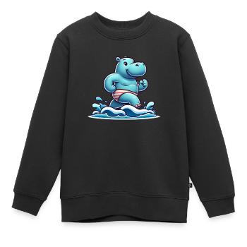 Swimming Competition Hippo - Kids Premium Organic Sweatshirt - black - Front - AI Model Kid Female (0cm)