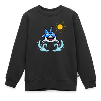 Shark in the sun - Kids Premium Organic Sweatshirt - black - Front - AI Model Kid Female (0cm)