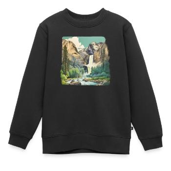 Wunder schöne Berglandschaft - Kinder Premium Organic Sweatshirt - Schwarz - Vorne - AI Model Kid Female (0cm)