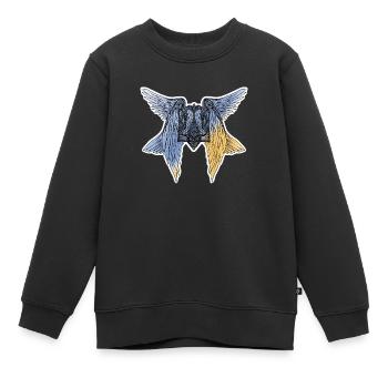 geflügelte Dreizack der Ukraine mit der Flagge - Kinder Premium Organic Sweatshirt - Schwarz - Vorne - AI Model Kid Female (0cm)