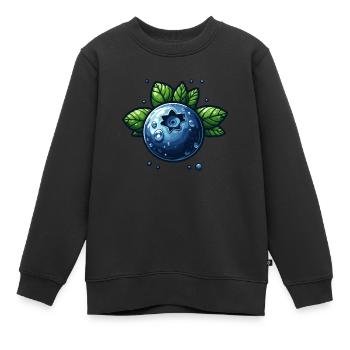 Myrtilles baie humide - Sweat Premium enfant bio - noir - Devant - AI Model Kid Female (0cm)
