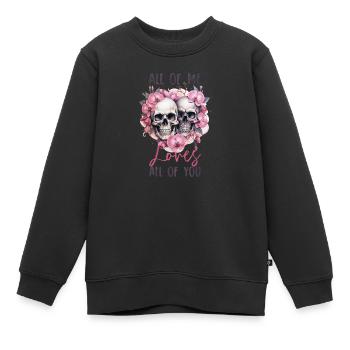Tout de moi vous aime tous Squelettes de la Saint-Valentin - Sweat Premium enfant bio - noir - Devant - AI Model Kid Female (0cm)