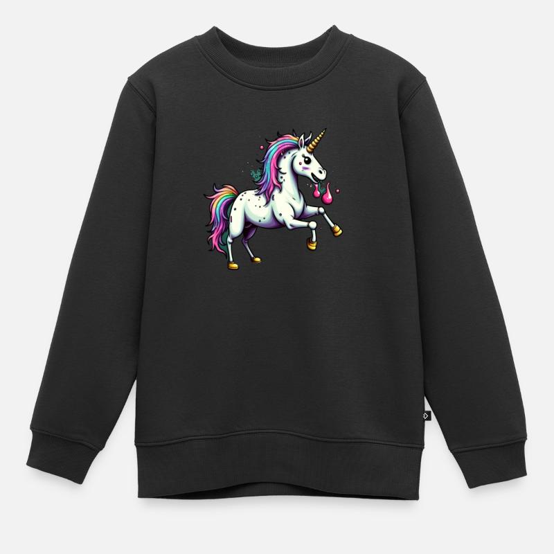 Verrücktes Einhorn - Kinder Premium Organic Sweatshirt - Schwarz