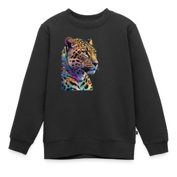 Leopard - Kinder Premium Organic Sweatshirt - Schwarz - Vorne - AI Model Kid Female (0cm)