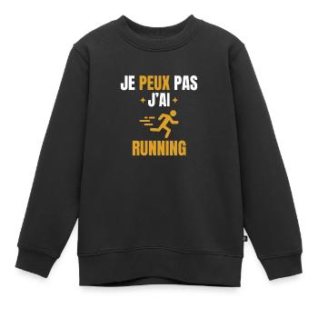 I can't I have running - Kids Premium Organic Sweatshirt - black - Front - AI Model Kid Female (0cm)