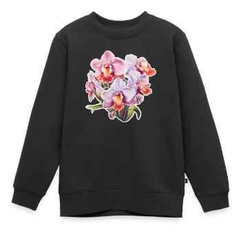 Orchidée - Sweat Premium enfant bio - noir - Devant - AI Model Kid Female (0cm)