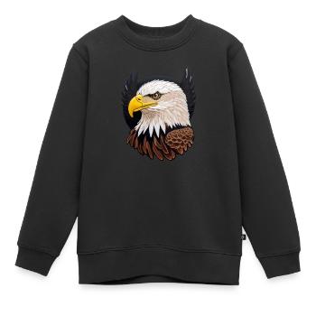 Beau pygargue à tête blanche - Sweat Premium enfant bio - noir - Devant - AI Model Kid Female (0cm)