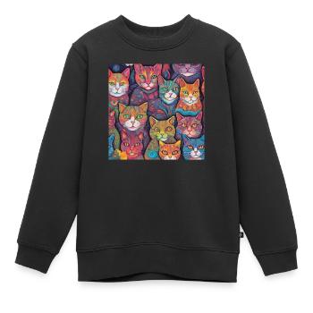 Chats colorés - Sweat Premium enfant bio - noir - Devant - AI Model Kid Female (0cm)