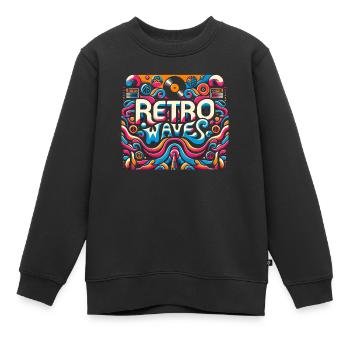 Esthétique Retro Waves - Sweat Premium enfant bio - noir - Devant - AI Model Kid Female (0cm)