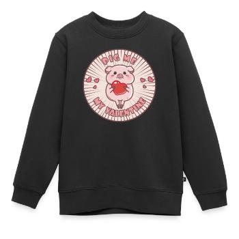 Cochon Valentine - Sweat Premium enfant bio - noir - Devant - AI Model Kid Female (0cm)