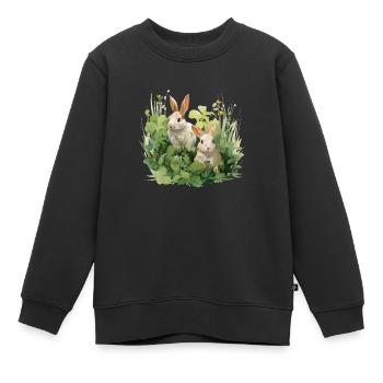 Prairie des lapins - Sweat Premium enfant bio - noir - Devant - AI Model Kid Female (0cm)