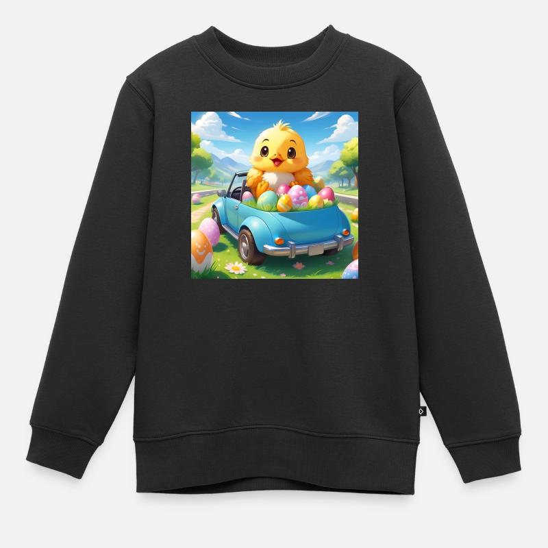 POUSSIN ASSIS DANS LA VOITURE - Sweat Premium enfant bio - noir