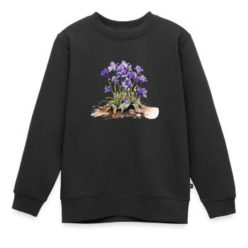 Violet Bouquet - Kids Premium Organic Sweatshirt - black - Front - AI Model Kid Female (0cm)