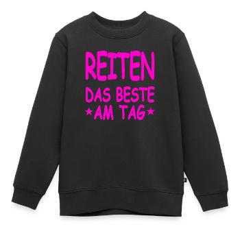 Chevaucher - Sweat Premium enfant bio - noir - Devant - AI Model Kid Female (0cm)