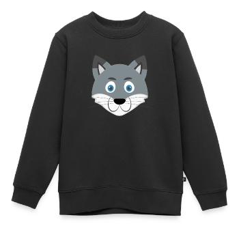 Cartoon Wolfsgesicht - Kinder Premium Organic Sweatshirt - Schwarz - Vorne - AI Model Kid Female (0cm)