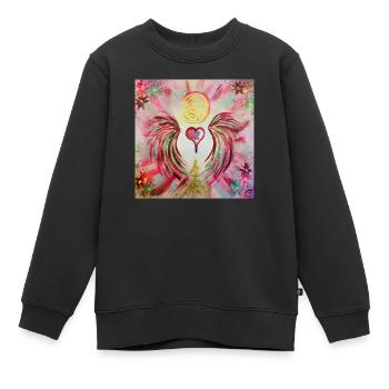 Herzengel Wirkmacht - Kinder Premium Organic Sweatshirt - Schwarz - Vorne - AI Model Kid Female (0cm)