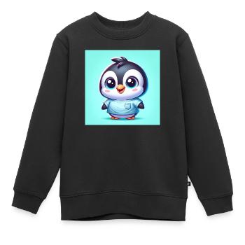 Pinguine one - Kinder Premium Organic Sweatshirt - Schwarz - Vorne - AI Model Kid Female (0cm)