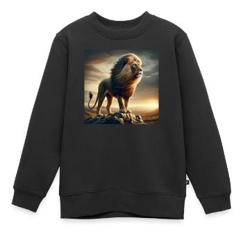 Lion - Kids Premium Organic Sweatshirt - black - Front - AI Model Kid Female (0cm)