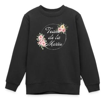 Das Team der Braut mit rosa Blumen - Kinder Premium Organic Sweatshirt - Schwarz - Vorne - AI Model Kid Female (0cm)