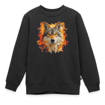 Loup et étoiles - Sweat Premium enfant bio - noir - Devant - AI Model Kid Female (0cm)