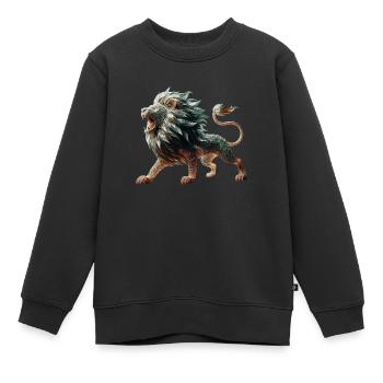 Glaslöwe mit Raubtier-Look-Kopie - Kinder Premium Organic Sweatshirt - Schwarz - Vorne - AI Model Kid Female (0cm)