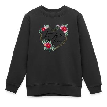 Das Team der Braut geblümtes Herz-T-Shirt - Kinder Premium Organic Sweatshirt - Schwarz - Vorne - AI Model Kid Female (0cm)