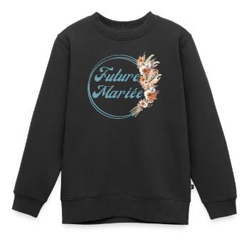 Bride-to-be Rustic Flowers - Matching tshirt - Kids Premium Organic Sweatshirt - black - Front - AI Model Kid Female (0cm)