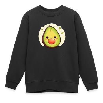 Avocat heureux avec noyau - Sweat Premium enfant bio - noir - Devant - AI Model Kid Female (0cm)