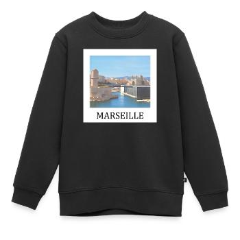 Marseille - Sweat Premium enfant bio - noir - Devant - AI Model Kid Female (0cm)