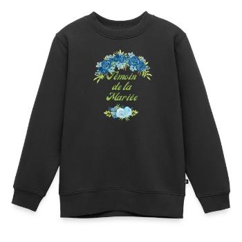 Zeuge der Braut Blaue Blumen - passendes T-Shirt - Kinder Premium Organic Sweatshirt - Schwarz - Vorne - AI Model Kid Female (0cm)