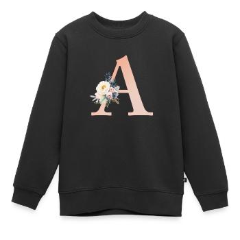 Un monogramme, Floral, Boho - Sweat Premium enfant bio - noir - Devant - AI Model Kid Female (0cm)