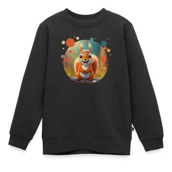 Écureuil mignon - Sweat Premium enfant bio - noir - Devant - AI Model Kid Female (0cm)