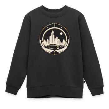 Voiture et ville de style Art déco - Sweat Premium enfant bio - noir - Devant - AI Model Kid Female (0cm)