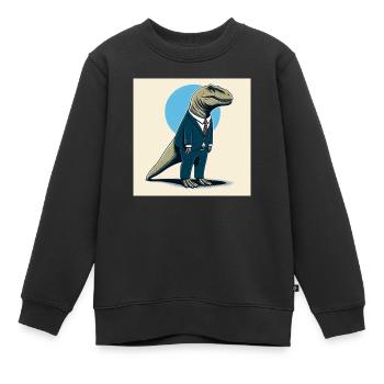 Dino im Anzug - Kinder Premium Organic Sweatshirt - Schwarz - Vorne - AI Model Kid Female (0cm)