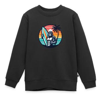 Surfbrett-Gorilla - Kinder Premium Organic Sweatshirt - Schwarz - Vorne - AI Model Kid Female (0cm)
