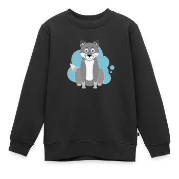 Éclaboussure de loup de dessin animé - Sweat Premium enfant bio - noir - Devant - AI Model Kid Female (0cm)