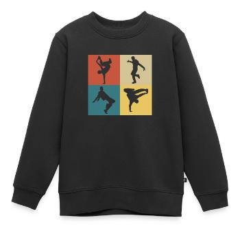 Retro Vintage Hip Hop - Kinder Premium Organic Sweatshirt - Schwarz - Vorne - AI Model Kid Female (0cm)