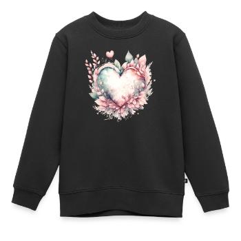 Herz für unendliche Liebe und Zuneigung - Kinder Premium Organic Sweatshirt - Schwarz - Vorne - AI Model Kid Female (0cm)