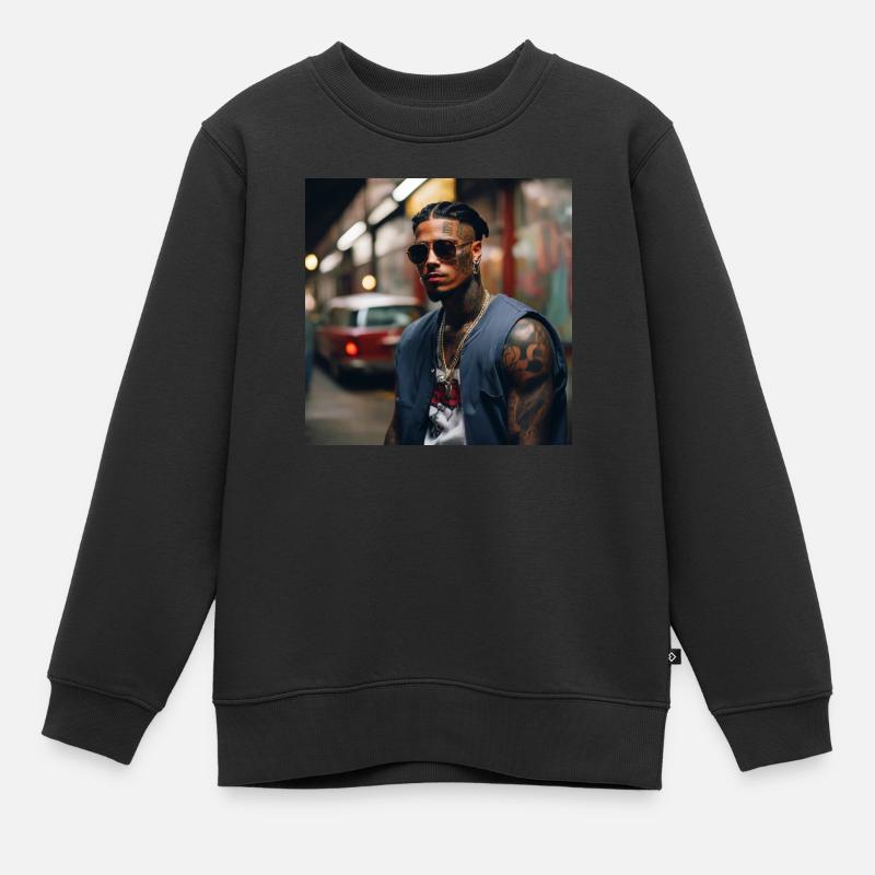 hiphop Boy from the 90s - Kinder Premium Organic Sweatshirt - Schwarz