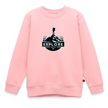 Explore more - Wanderer - Kinder Premium Organic Sweatshirt - Rosa - Vorne - AI Model Kid Female (0cm)