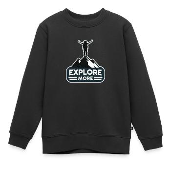 Explore more - Wanderer - Kinder Premium Organic Sweatshirt - Schwarz - Vorne - AI Model Kid Female (0cm)