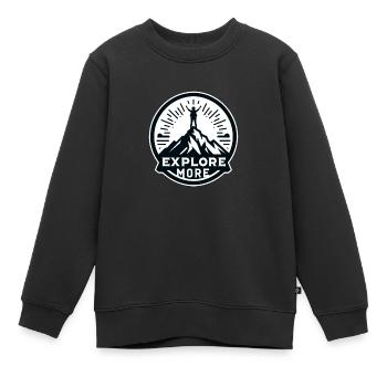 Explore more - Wanderer - Kinder Premium Organic Sweatshirt - Schwarz - Vorne - AI Model Kid Female (0cm)