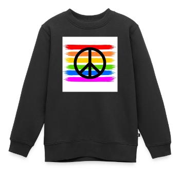 Peacezeichen auf LGBT Regenbogenfahne - Kinder Premium Organic Sweatshirt - Schwarz - Vorne - AI Model Kid Female (0cm)